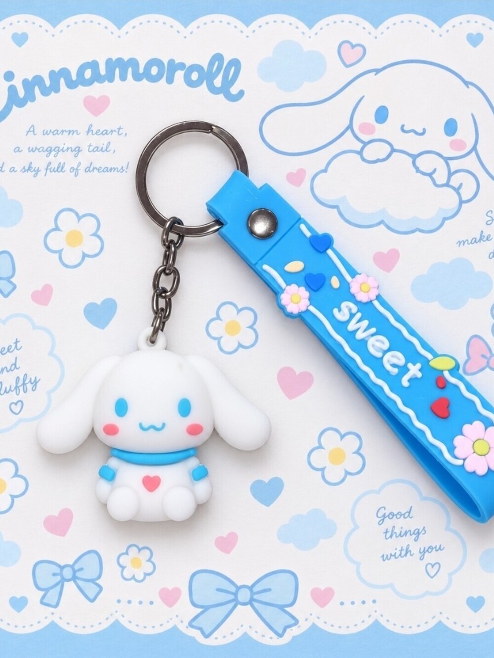 Hello Kitty Cinnamaroll Charm Keychain Bracelet